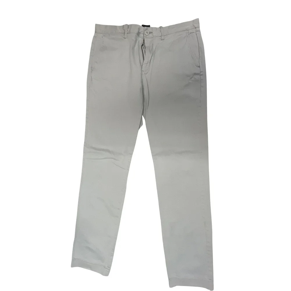 J.Crew Stretch Chino Pants Mens 32x34‎ Light Gray Slim Straight Re-Imagined